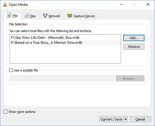 將M4B添加到VLC Media Player