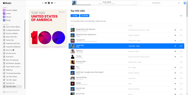 Play Apple Music songs in web player