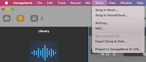 Share Output to Music App in GarageBand