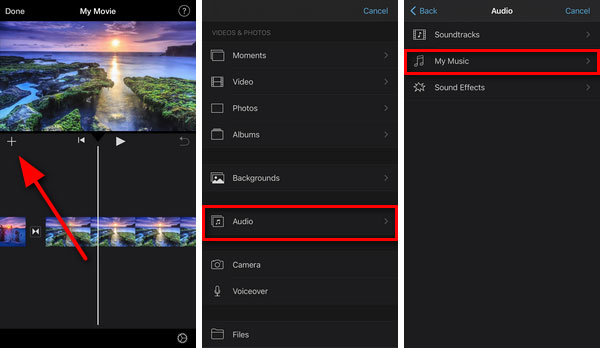 Steps to add music in iMovie