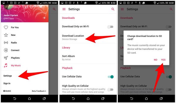 Déplacer Apple Music sur la carte SD sur Android