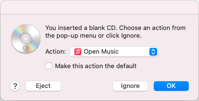 Open Music app in CD dialog