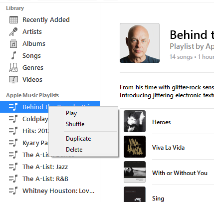 Right-click on Apple Music Playlist