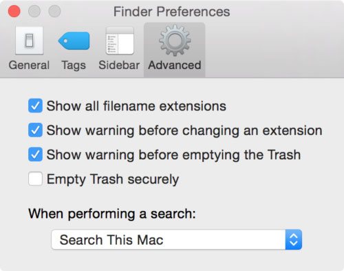 Afficher les extensions de nom de fichier sur Mac