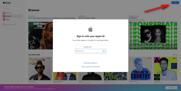 Sign in Apple Music Web Player
