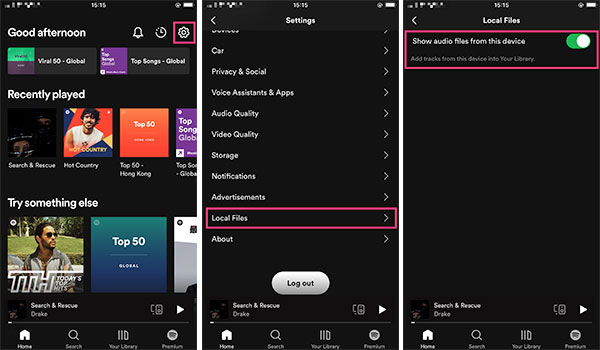 Show Local files in Spotify app on iPhone