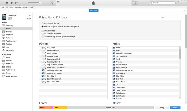 Sync Spotify Musique vers iPod Nano via iTunes