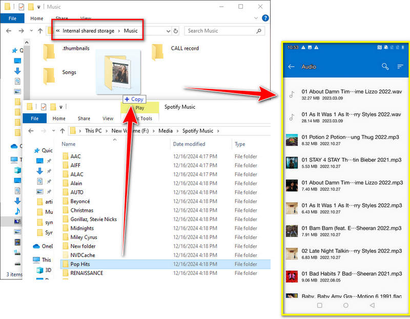 transfer songs to android