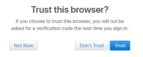 Trust this browser when signing in Apple Music Web Player