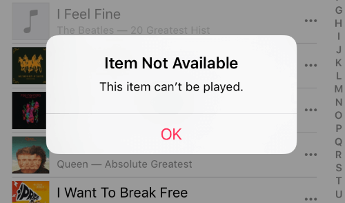 Apple Music Item Not Available problem
