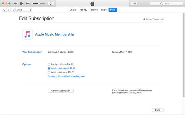 Cancel Apple Music Membership on mac