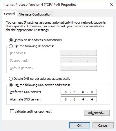 Change DNS Server on Windows