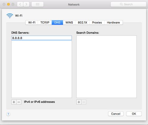 Change DNS Server on Mac