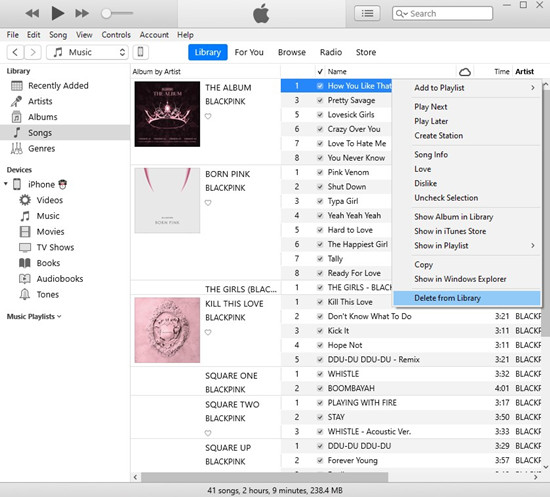 re-add album via itunes
