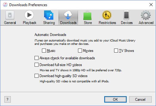 choose SD HD quality for iTunes video downloads