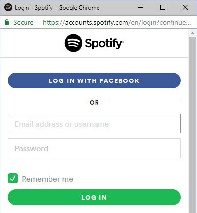 Log in Spotify