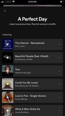Spotify interface on iPhone