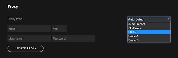 Spotify Proxy Settings