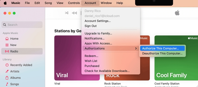 authorize computer with apple music