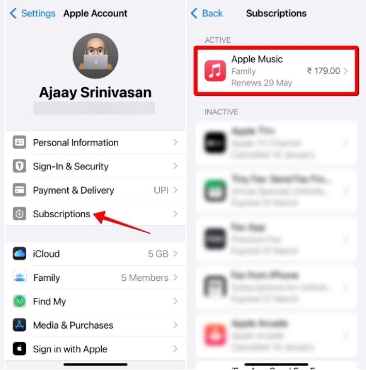 check apple music subscription