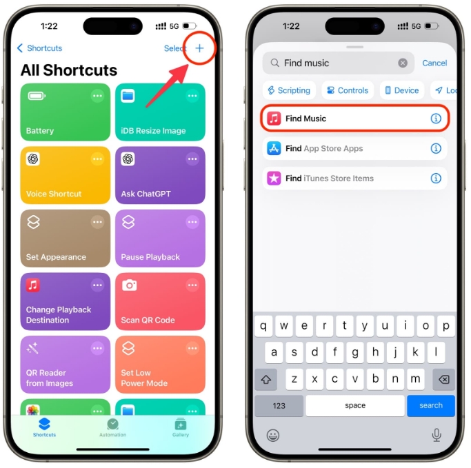 create a new shortcut