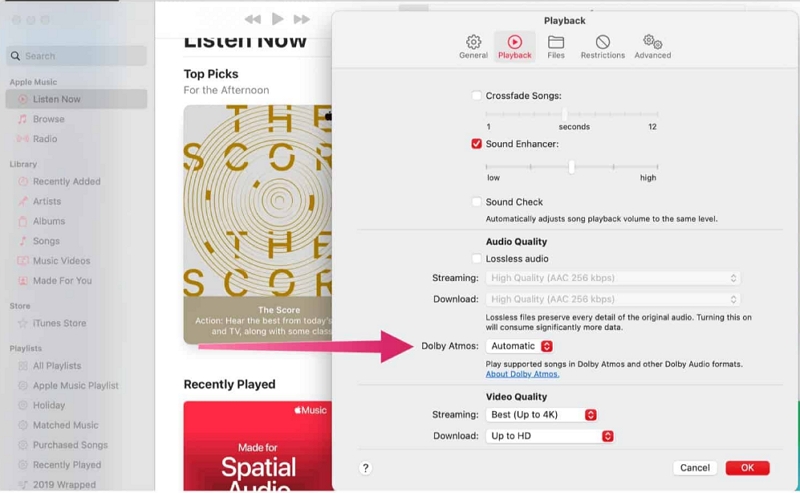 enable apple music dolby atmos mac