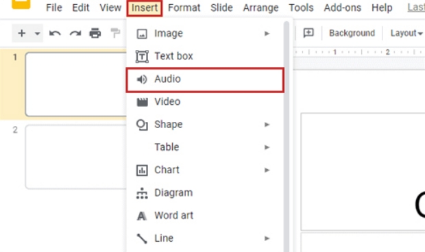 insert audio to google slides