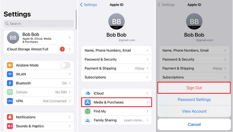 sign out apple id