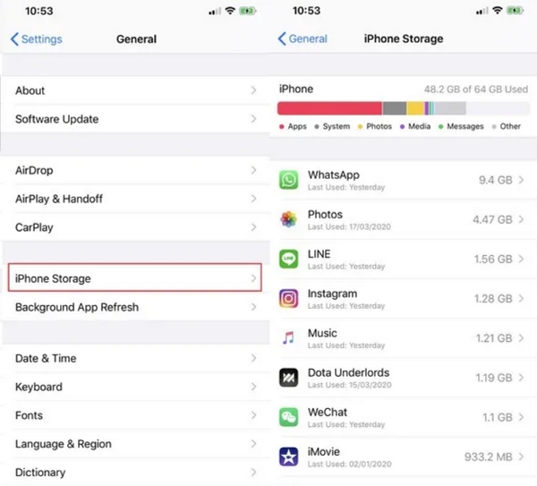 iphone storage space