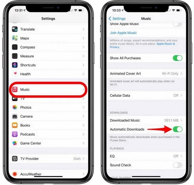 set up automatic downloads iphone