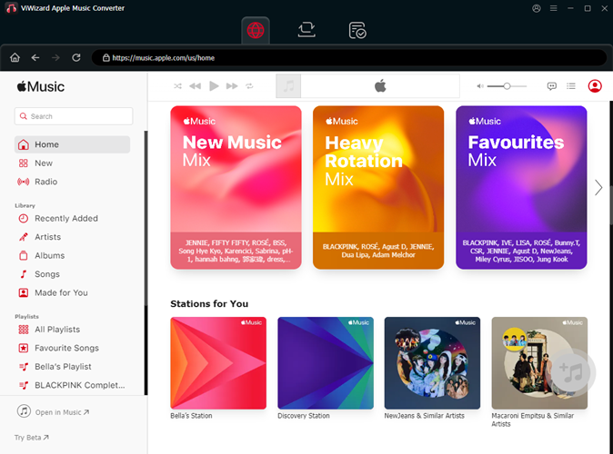viwizard apple music converter interface