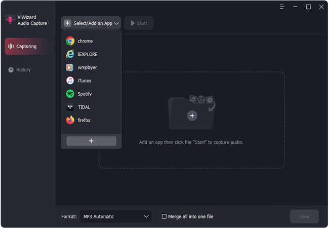 select stream music source to start