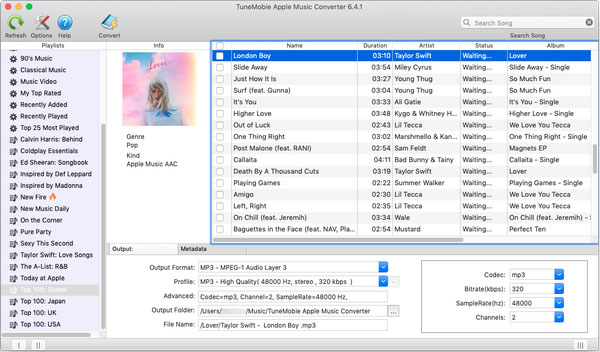 Interface TuneMobie Apple Musique Convertisseur pour Mac