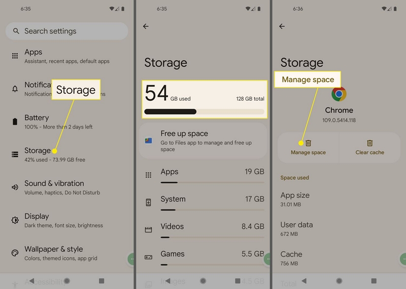 Check android storage when youtube music not downloading