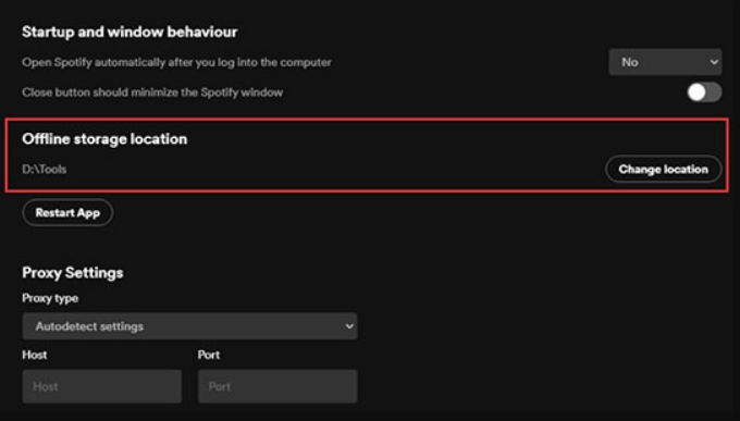change spotify downloadlocation
