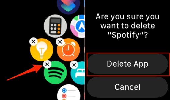 delete spotify app on apple watch