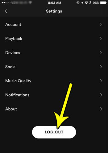 log out of spotify on iphone/android