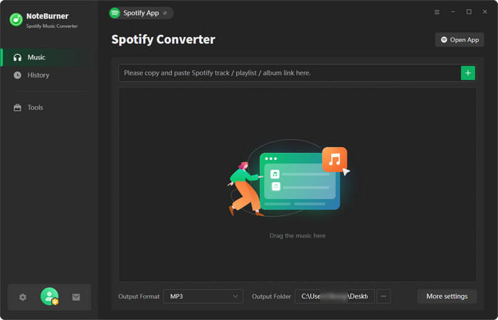 noteburner spotify music converter interface