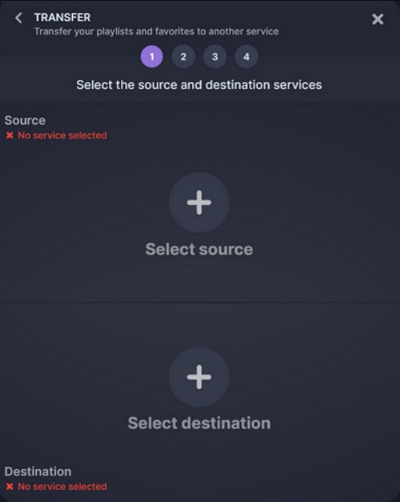 select transfer on soundiiz