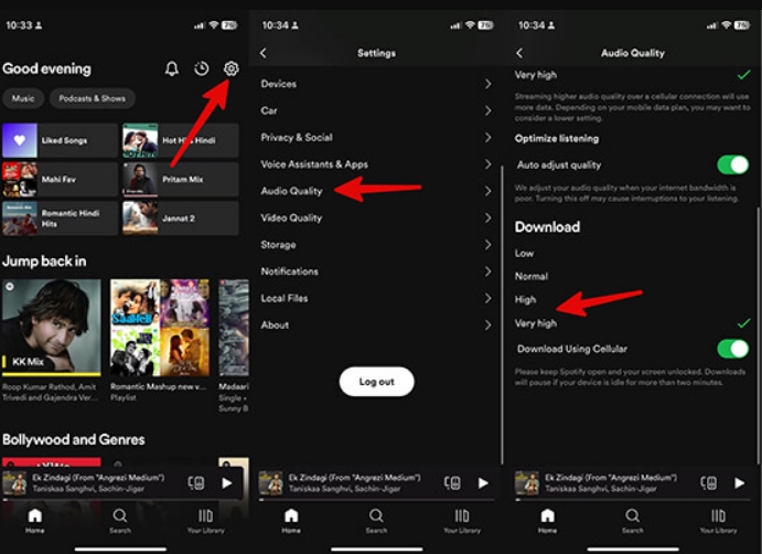 spotify download quality