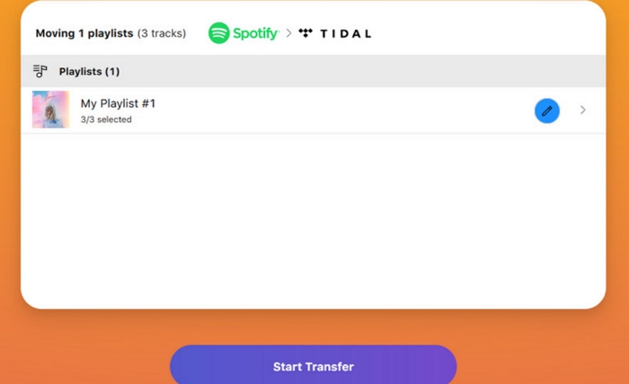 start transfer spotify playlist