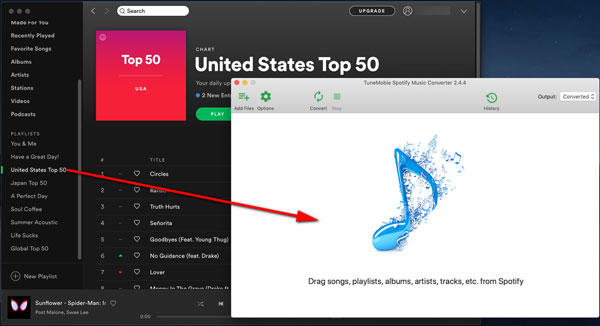 Faites glisser des chansons Spotify et déposez-les dans Spotify Music Converter