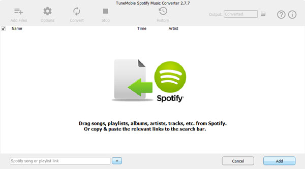 添加歌曲到TuneMobie Spotify Music Converter