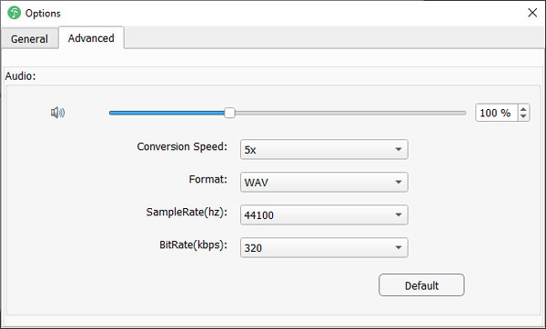 Choisissez le format de sortie WAV