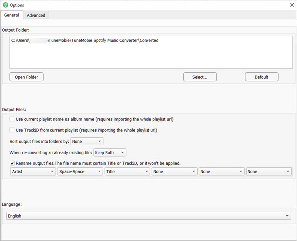 Spotify Music Converter Options